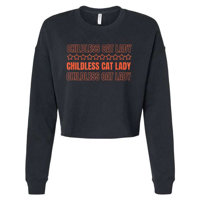 Childless Cat Lady Funny Kitty Cute Thank You Graphic Parody Cropped Pullover Crew