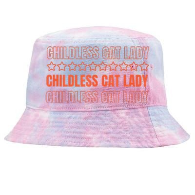 Childless Cat Lady Funny Kitty Cute Thank You Graphic Parody Tie-Dyed Bucket Hat