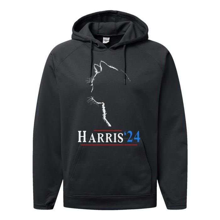 Childless Cat Lady Ladies For Kamala Harris Voting Kamala Performance Fleece Hoodie