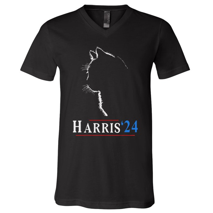 Childless Cat Lady Ladies For Kamala Harris Voting Kamala V-Neck T-Shirt