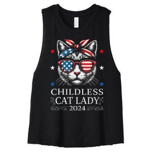 Childless Cat Lady Ladies For Kamala Harris Voting Kamala Women's Racerback Cropped Tank