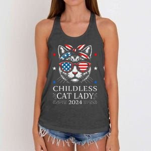 Childless Cat Lady Ladies For Kamala Harris Voting Kamala Women's Knotted Racerback Tank