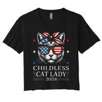 Childless Cat Lady Ladies For Kamala Harris Voting Kamala Women's Crop Top Tee