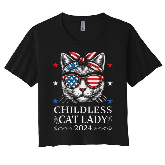 Childless Cat Lady Ladies For Kamala Harris Voting Kamala Women's Crop Top Tee