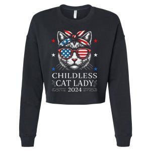 Childless Cat Lady Ladies For Kamala Harris Voting Kamala Cropped Pullover Crew