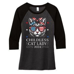 Childless Cat Lady Ladies For Kamala Harris Voting Kamala Women's Tri-Blend 3/4-Sleeve Raglan Shirt