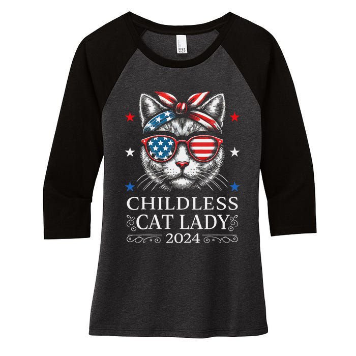 Childless Cat Lady Ladies For Kamala Harris Voting Kamala Women's Tri-Blend 3/4-Sleeve Raglan Shirt