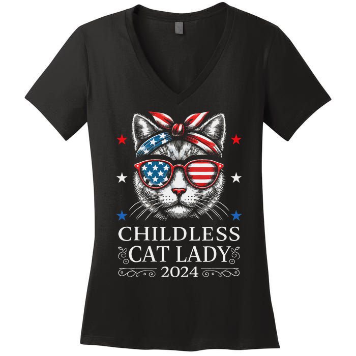 Childless Cat Lady Ladies For Kamala Harris Voting Kamala Women's V-Neck T-Shirt