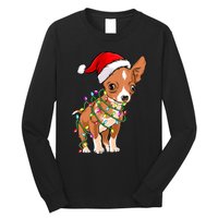 Chihuahua Christmas Lights Gift Funny Xmas Dog Lover Long Sleeve Shirt