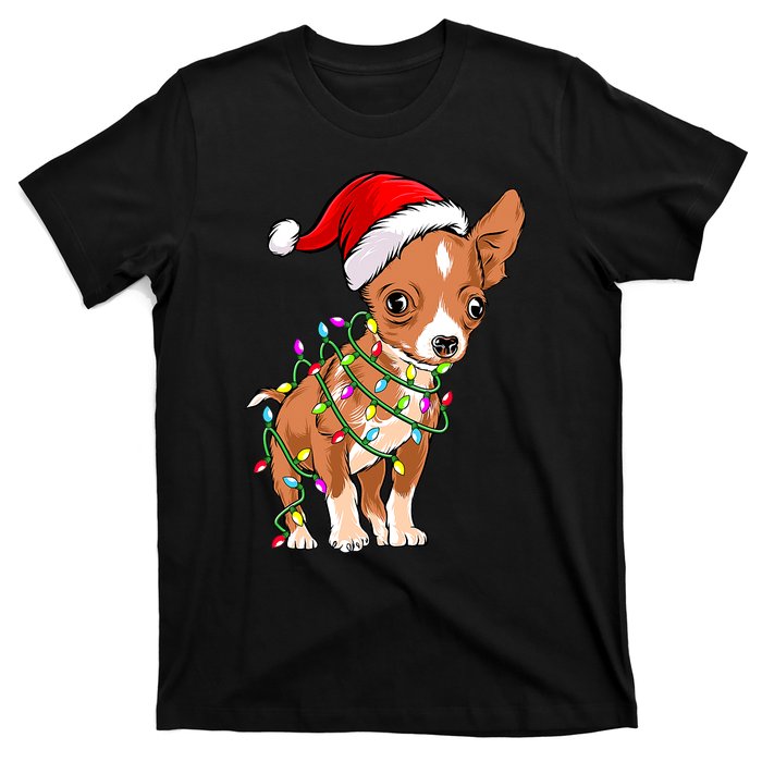 Chihuahua Christmas Lights Gift Funny Xmas Dog Lover T-Shirt