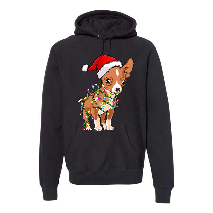 Chihuahua Christmas Lights Gift Funny Xmas Dog Lover Premium Hoodie