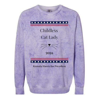 Childless Cat Lady Political Whiskers Kamila Harris Colorblast Crewneck Sweatshirt