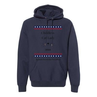 Childless Cat Lady Political Whiskers Kamila Harris Premium Hoodie