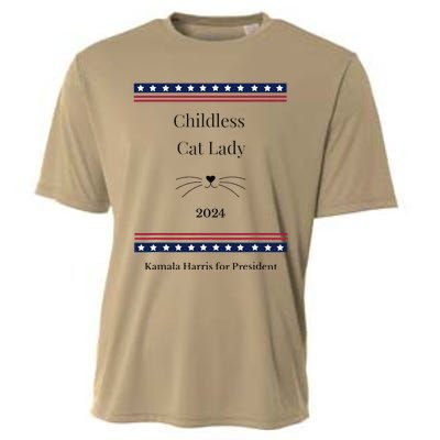 Childless Cat Lady Political Whiskers Kamila Harris Cooling Performance Crew T-Shirt