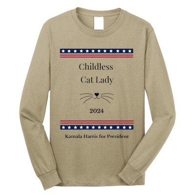 Childless Cat Lady Political Whiskers Kamila Harris Long Sleeve Shirt