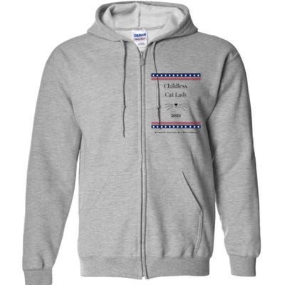 Childless Cat Lady Political Whiskers Kamila Harris Full Zip Hoodie