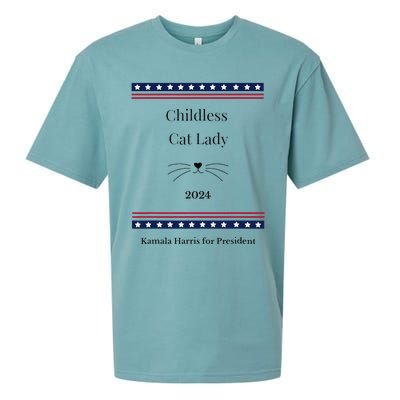 Childless Cat Lady Political Whiskers Kamila Harris Sueded Cloud Jersey T-Shirt