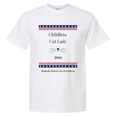 Childless Cat Lady Political Whiskers Kamila Harris Garment-Dyed Heavyweight T-Shirt