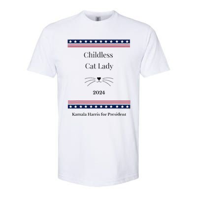 Childless Cat Lady Political Whiskers Kamila Harris Softstyle® CVC T-Shirt