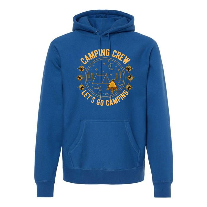 Camping Crew Let's Go Camping Vintage Camper Road Trip Gift Premium Hoodie