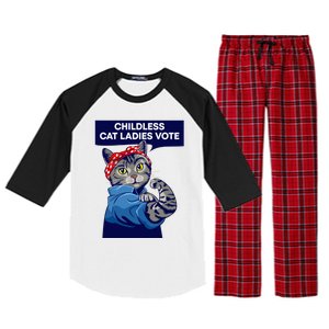 Childless Cat Ladies Vote Kamala Harris 2024 For President Kamala Harris 2024 Raglan Sleeve Pajama Set