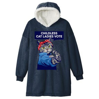 Childless Cat Ladies Vote Kamala Harris 2024 For President Kamala Harris 2024 Hooded Wearable Blanket