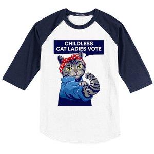 Childless Cat Ladies Vote Kamala Harris 2024 For President Kamala Harris 2024 Baseball Sleeve Shirt