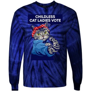 Childless Cat Ladies Vote Kamala Harris 2024 For President Kamala Harris 2024 Tie-Dye Long Sleeve Shirt