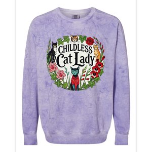 Childless Cat Lady Illustration Colorblast Crewneck Sweatshirt