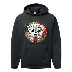 Childless Cat Lady Illustration Performance Fleece Hoodie