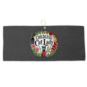 Childless Cat Lady Illustration Large Microfiber Waffle Golf Towel