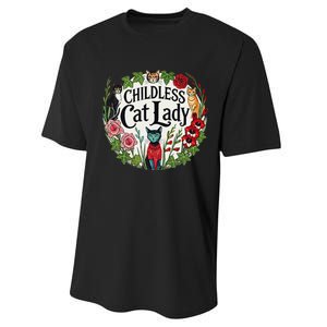 Childless Cat Lady Illustration Performance Sprint T-Shirt