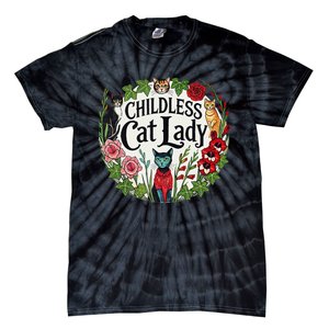 Childless Cat Lady Illustration Tie-Dye T-Shirt