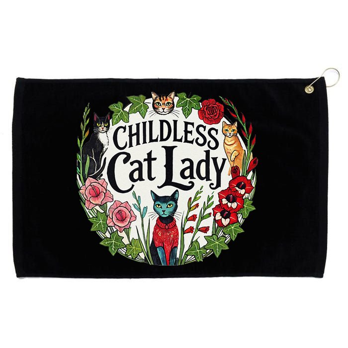 Childless Cat Lady Illustration Grommeted Golf Towel