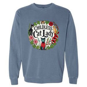 Childless Cat Lady Illustration Garment-Dyed Sweatshirt