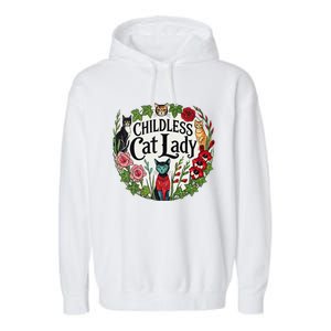 Childless Cat Lady Illustration Garment-Dyed Fleece Hoodie