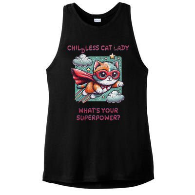 Childless Cat Lady WhatS Your Superpower Ladies PosiCharge Tri-Blend Wicking Tank