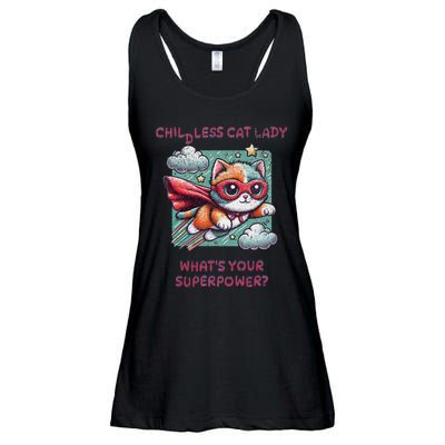 Childless Cat Lady WhatS Your Superpower Ladies Essential Flowy Tank