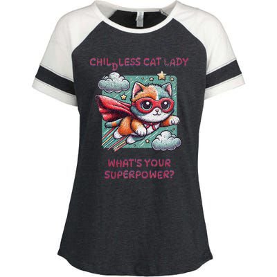 Childless Cat Lady WhatS Your Superpower Enza Ladies Jersey Colorblock Tee