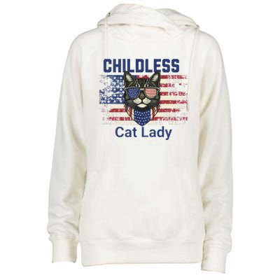 Childless Cat Lady Votes Cat Lover Feminist Womens Funnel Neck Pullover Hood