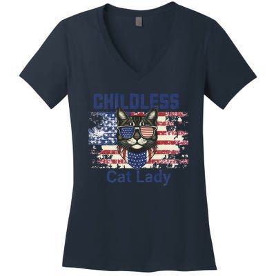 Childless Cat Lady Votes Cat Lover Feminist Women's V-Neck T-Shirt