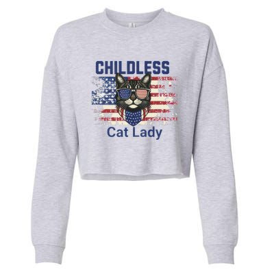 Childless Cat Lady Votes Cat Lover Feminist Cropped Pullover Crew