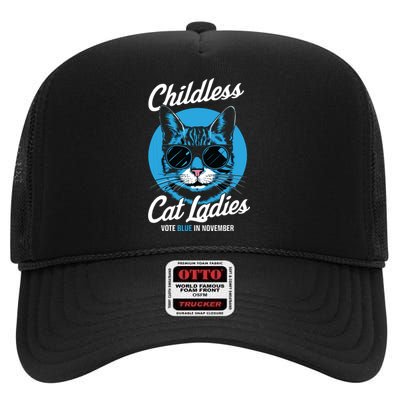 Childless Cat Lady High Crown Mesh Back Trucker Hat