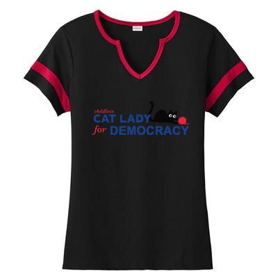 Childless Cat Lady Voting Election 2024 Usa Ladies Halftime Notch Neck Tee