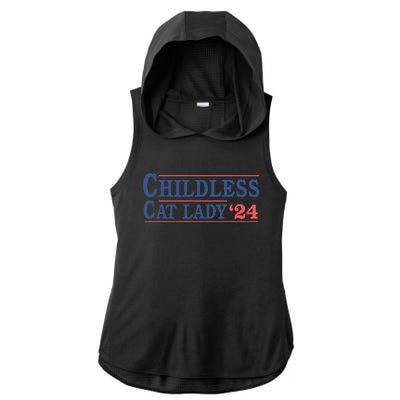 Childless Cat Lady Voting Election 2024 Usa Ladies PosiCharge Tri-Blend Wicking Draft Hoodie Tank