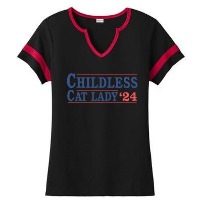 Childless Cat Lady Voting Election 2024 Usa Ladies Halftime Notch Neck Tee