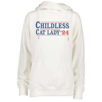 Childless Cat Lady Voting Election 2024 Usa Womens Funnel Neck Pullover Hood