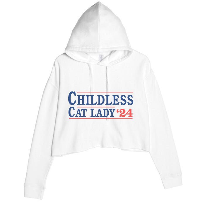 Childless Cat Lady Voting Election 2024 Usa Crop Fleece Hoodie