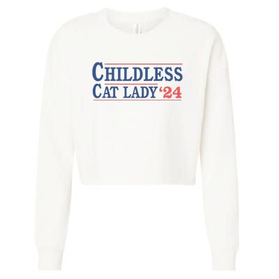 Childless Cat Lady Voting Election 2024 Usa Cropped Pullover Crew