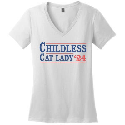 Childless Cat Lady Voting Election 2024 Usa Women's V-Neck T-Shirt